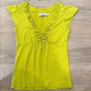 Zara Lime Green Ruffle V-Neck Camisole
